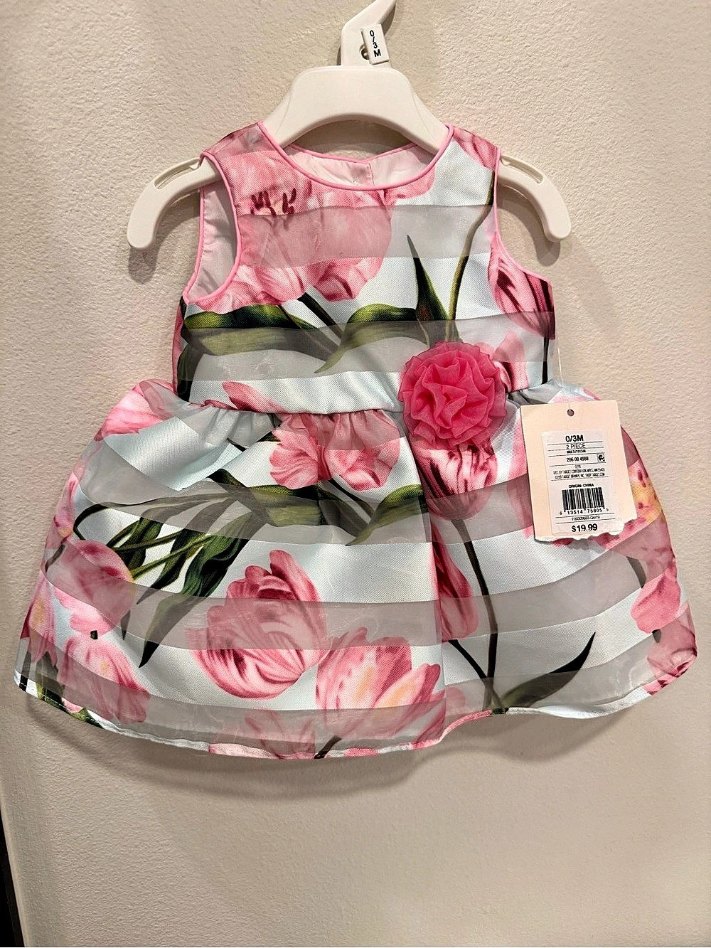 Mia&Mimi Floral Baby Dress in Pink & White Size 3M NWT